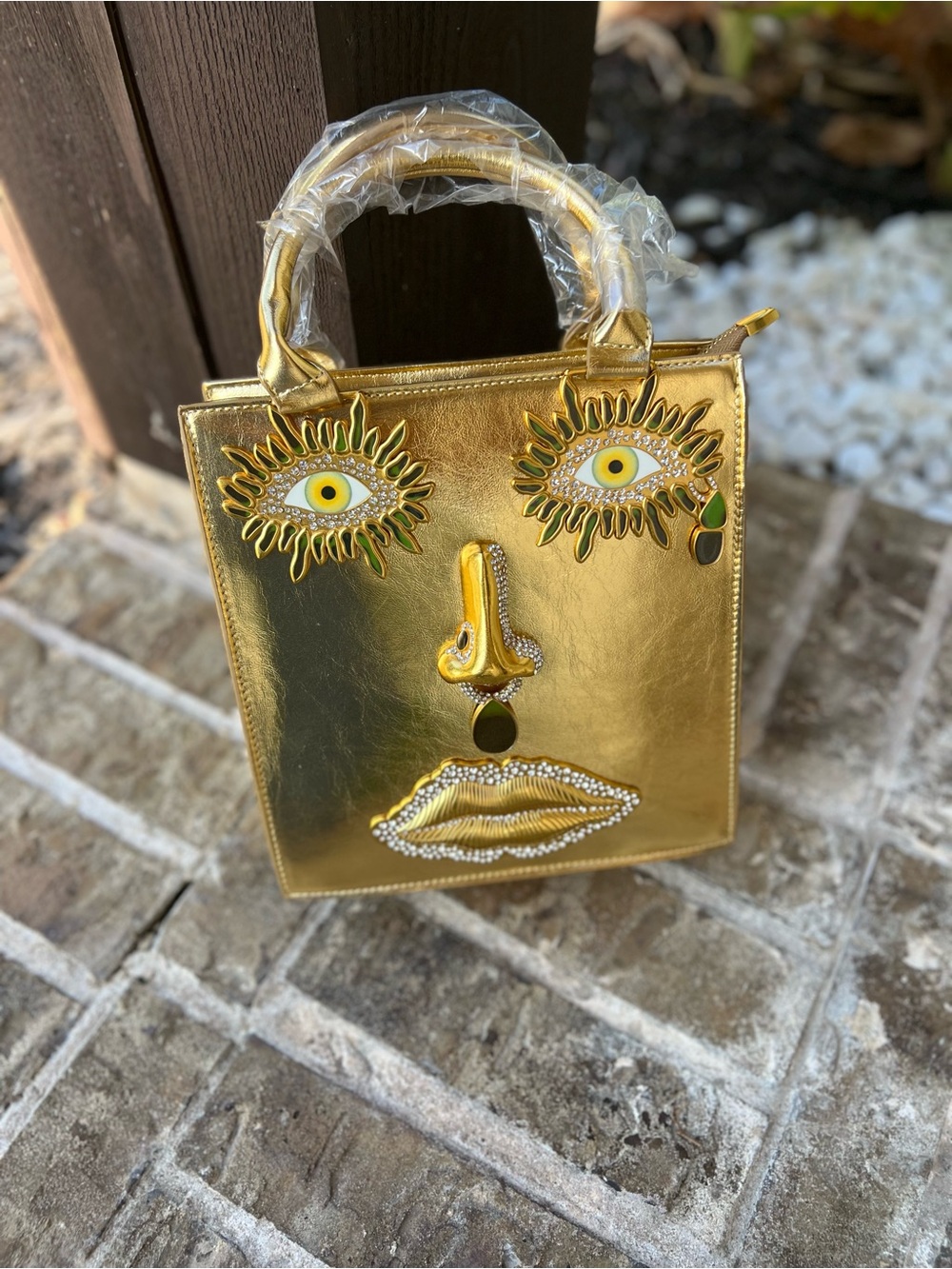 Gold Face-Embellished Tote Bag - Women Bags